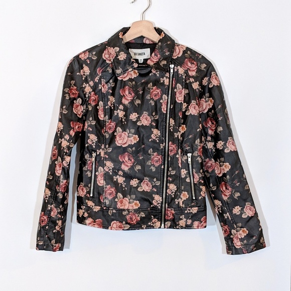 BB Dakota Vegan Faux Leather Floral Moto Jacket - Picture 5 of 6